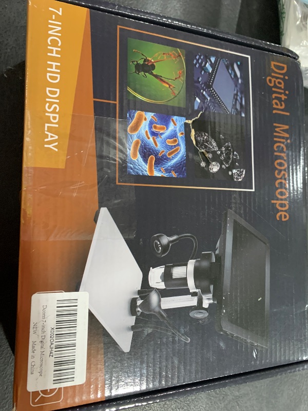 Photo 1 of 7'' Digital Microscope 1200X,Dcorn 12MP 1080P Photo/Video Microscope for Adults Soldering Coins,Metal Stand,Wired Remote,10 LED Fill Lights,PC View,Windows/Mac Compatible