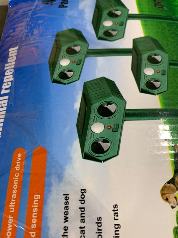 Photo 1 of 4Pack Deer Squirrel Cat Rabbit Repellent Outdoor Solar Ultrasonic Animal Repeller Waterproof Rabbit Deterrent with Flash Light Motion Sensor to Keep Dog Skunk Raccoon Rodent Coyote Out of Garden Farm