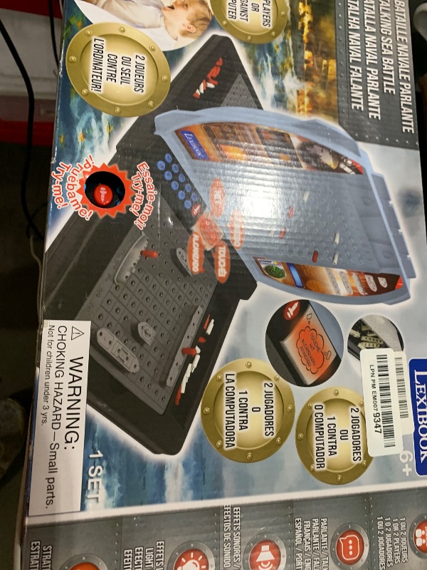 Photo 1 of LEXiBOOK Talking Sea Battle (French, English, Spanish, Portuguese), Electronic Board Game 1 or 2 Players, Interactive, Light and Sound Effects, Strategy, batteriy Operated, Grey/Black, GT2800i1