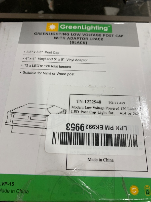 Photo 1 of GreenLighting 1 Pack Modern Low Voltage Powered 120 Lumen LED Post Cap Light for 4x4 or 5x5 Posts (Black)