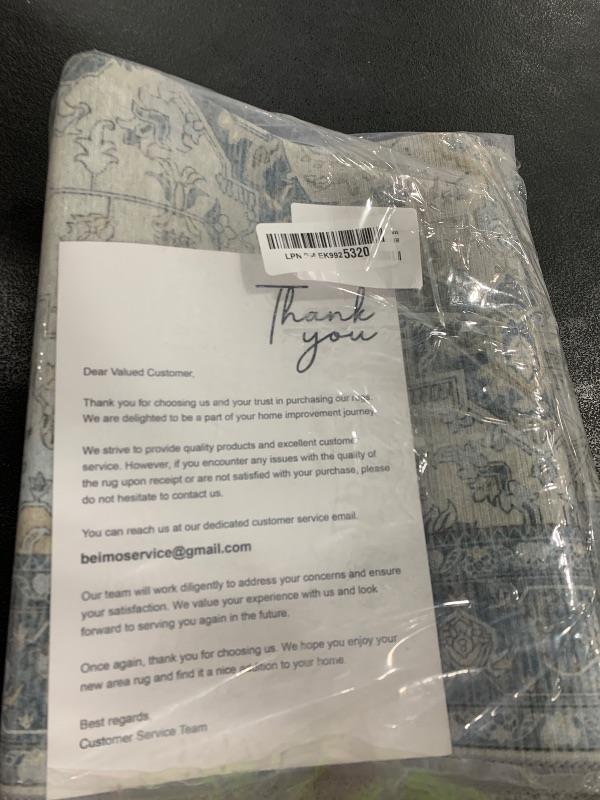 Photo 1 of BEIMO Runner Rug 2x10 Machine Washable Vintage Distressed Print Blue Floral Medallion Accent Bedroom Living Room Hallway Entryway Throw Rug, Ultra-Thin Lightweight Non Slip with Gripper