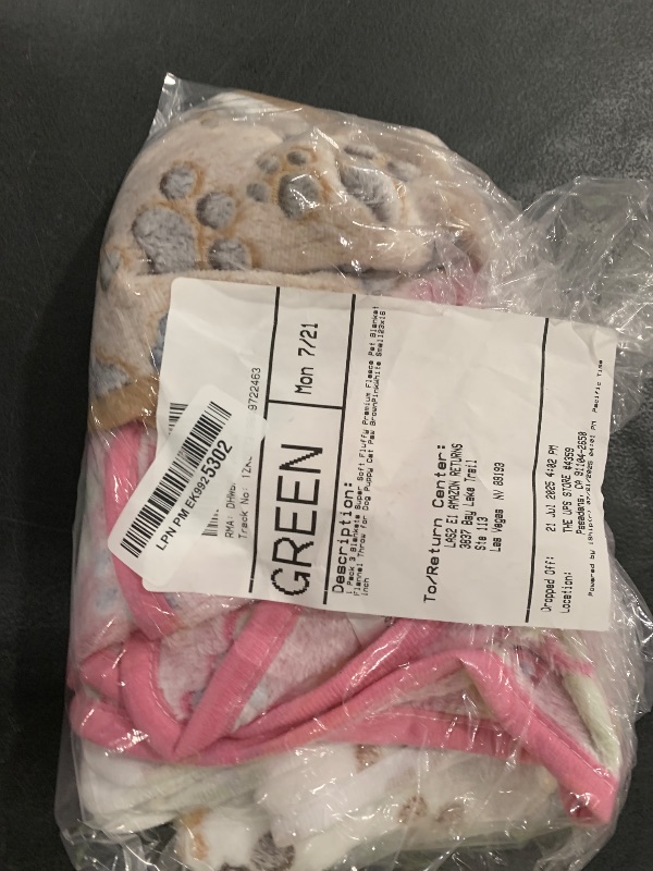 Photo 1 of 1 Pack 3 Blankets Super Soft Fluffy Premium Fleece Pet Blanket Flannel Throw for Dog Puppy Cat Paw Brown/Pink/White Small(23x16 inch)