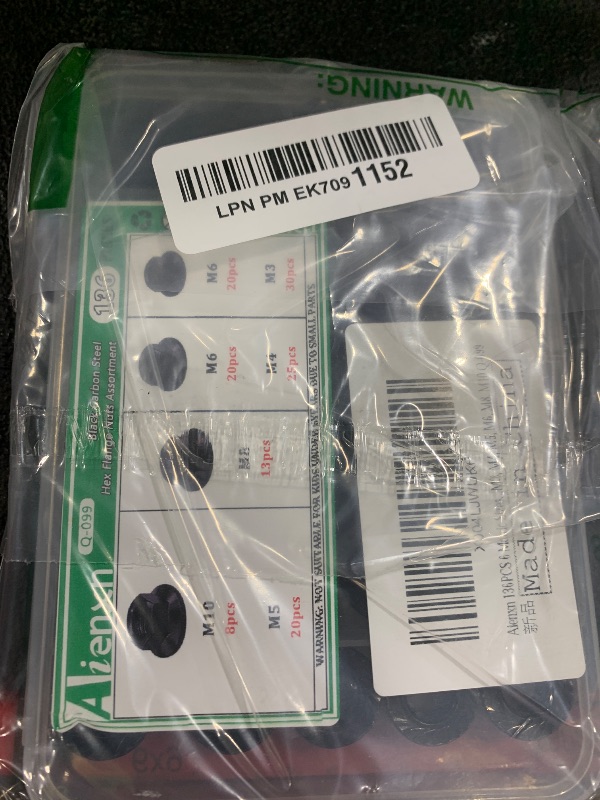 Photo 1 of Aienxn 136PCS 6 Metric Sizes Black Carbon Steel Hex Flange Nuts Assortment Kit -M3, M4, M5, M6, M8, M10