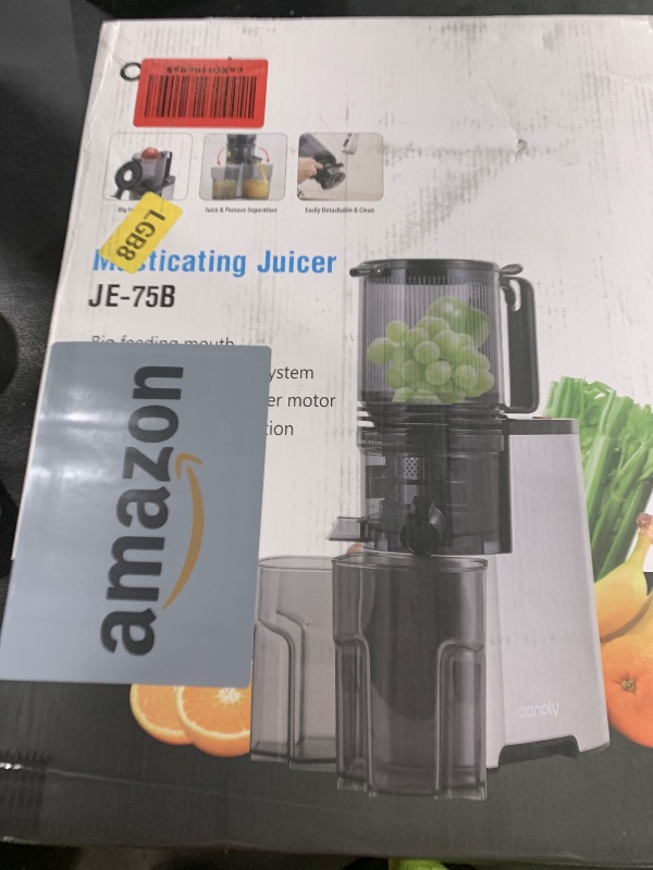 Photo 1 of Cold Press Juicer, 5.8" Wide Feed Chute Juice Extractor Machine with 400W, High Juice Yield, Slow Masticating Juicer for Whole Vegetables & Fruits, Metallic Silver