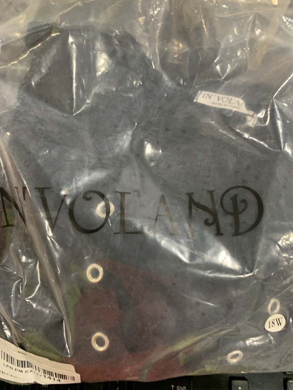 Photo 1 of IN'VOLAND Womens Plus Size Summer Tops Casual Country V Neck Hollow Tee Shirts Petal Sleeve Fashion Loose Blouse 2024 Black size 18w