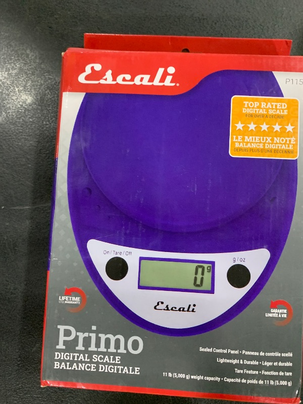 Photo 1 of Escali Primo Digital Food Scale Multi-Functional Kitchen Scale and Baking Scale for Precise Weight Measuring and Portion Control, 8.5 x 6 x 1.5 inches, Chrome