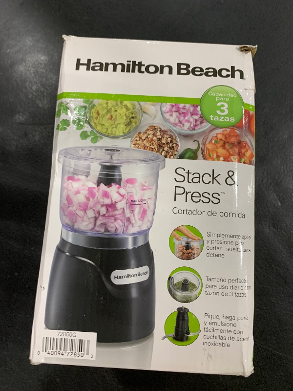 Photo 1 of Hamilton Beach Electric Vegetable Chopper & Mini Food Processor, 3-Cup, 350 Watts, for Dicing, Mincing, and Puree, Black (72850)