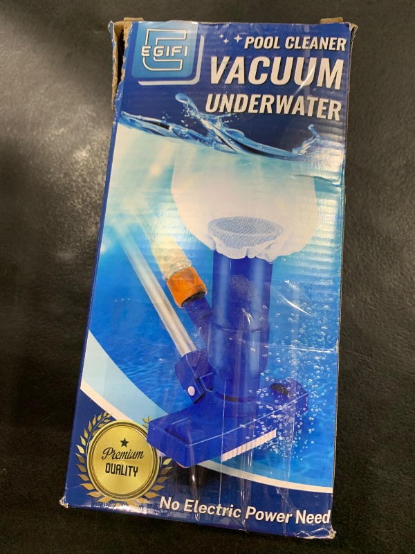 Photo 1 of Pool Vacuum for Above Ground Pool with Nylon Mesh Net, Jet Underwater Cleaner & 3 Scrub Brushes, Portable Pool Vacuum Cleaner for Swimming Pool Spa Fountain Pond Hot Tub, Soft Blue