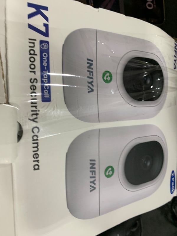 Photo 1 of INFIYA 2K Security Camera Indoor-360 Cameras for Home Security and One-Tap Call, Elderly/Cat/Baby/Nanny, Motion Alert, Intelligent Tracking, 2.4GHz WiFi Only, Work with Alexa/Google Home, K7 2Pack