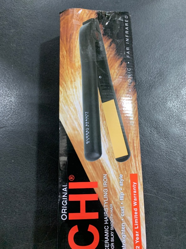 Photo 1 of CHI Original Ceramic Flat Iron, Straightener For A Smooth Finish, Ceramic Floating Plates, Quick Heat Up, Analog On/Off Switch, 1" Black