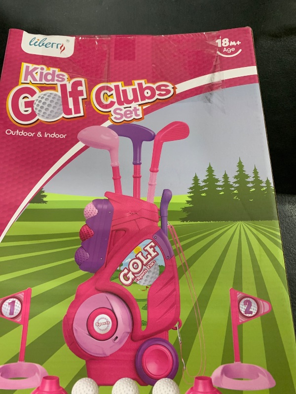 Photo 1 of Liberry Toddler Golf Set for 1 2 3 4 Years Old, Upgraded Kids Golf Cart with Unique Shoulder Strap Design, Indoor and Outdoor Golf Toys for Boys Girls (Pink)