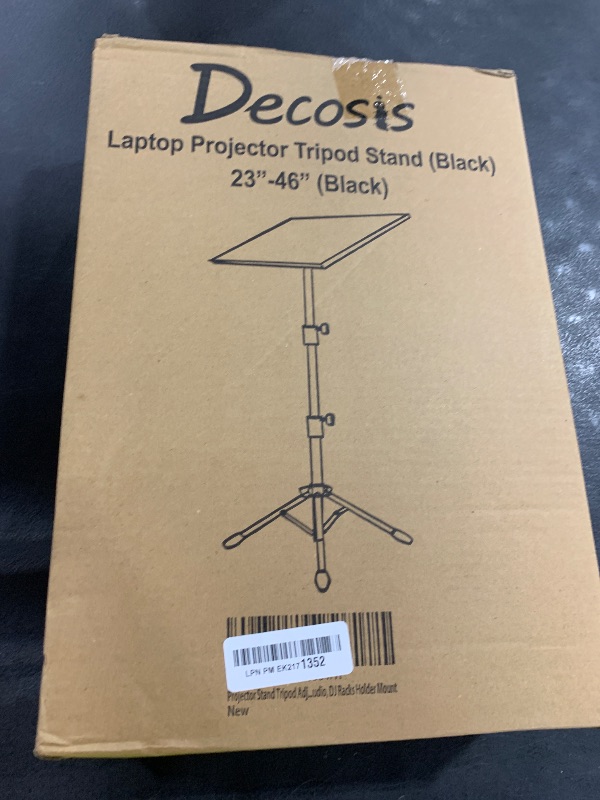 Photo 1 of DECOSIS Projector Stand Tripod from 23" to 46", Laptop Tripod Stand Height Adjustable with Gooseneck Phone Holder, Laptop Floor Stand for Office, Home, Stage, Studio, DJ Racks Holder Mount