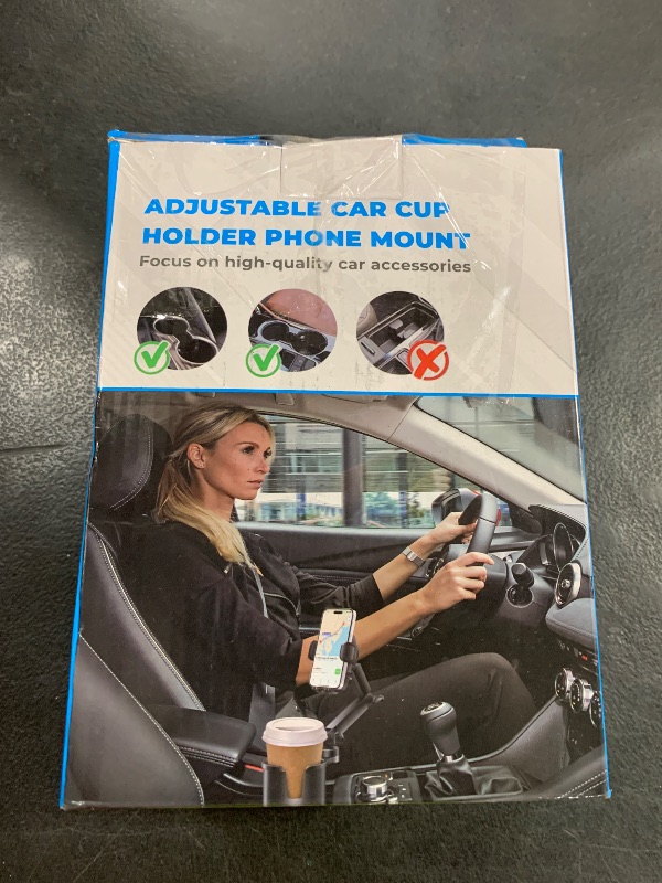 Photo 1 of Cup Phone Holder for Car with Expandable Base, 2 in 1 Adjustable Hands Free Cell Phone Holders Car Cupholder Mount, Friendly Fit Large Bottle & iPhone All Cellphone for Truck SUV | No Shake Design