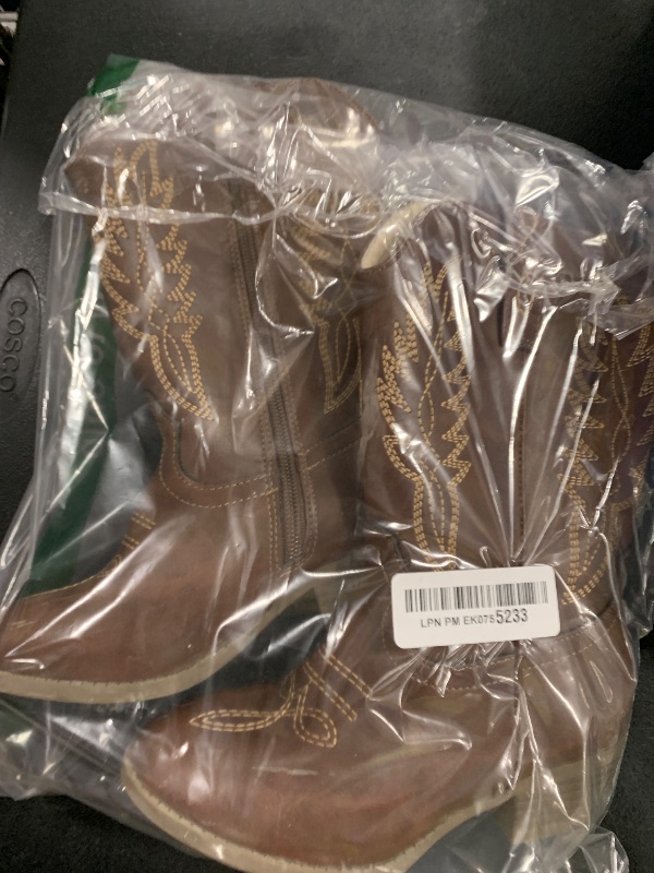 Photo 1 of LAURMOSA Cowgirl Boots Brown Mid Calf Classic Girls Western Boots Pointed Toe Zipper Toddler Cowboy Boots Horse Riding Equestrian Boots Party for Toddler Little Big Kids(L1029PBrown 3)