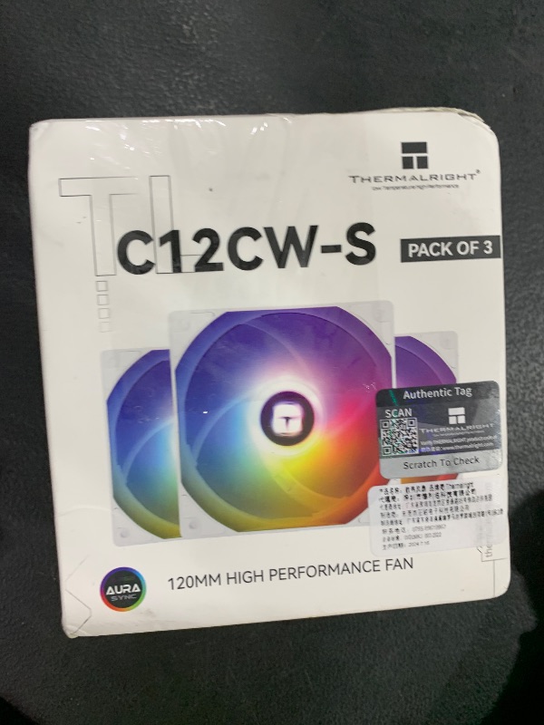 Photo 1 of Thermalright TL-C12CW-S X3 CPU Fan 120mm White ARGB Case Cooler, 4pin PWM Silent Computer Cooling Fan with S-FDB Bearing Included, up to 1550RPM?3 Quantities?