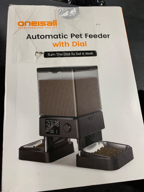 Photo 1 of oneisall Automatic Cat Feeder for 2 Cats, 20 Cups/5L Automatic Cat Food Dispenser for Small Pets Indoor, Timed Cat Feeder for Dry Food