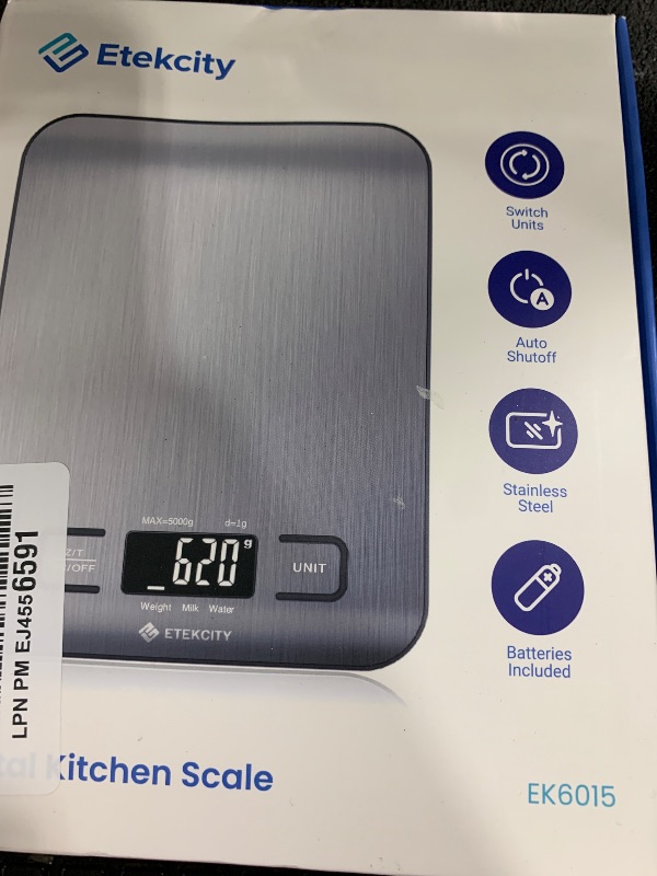 Photo 1 of Etekcity Food Kitchen Scale, Digital Grams and Ounces for Weight Loss, Baking, Cooking, Keto and Meal Prep, LCD Display, Medium, 304 Stainless Steel