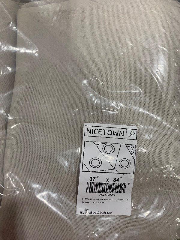 Photo 1 of NICETOWN Blackout Natural Curtains & Drapes for Living Room - Thermal Insulated Solid Grommet Sound Reducing Energy Saving Privacy Window Treatments for Bedroom, 2 Panels, W37 x L84