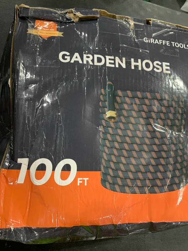 Photo 1 of Giraffe Tools Garden Hose 100FT 1/2” Lightweight Flexible Water Hoses Burst 600 psi with 9 Spray Function Nozzle Heavy Duty Hose
