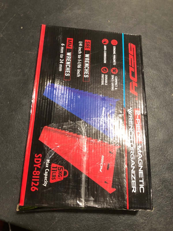 Photo 1 of 2-Pack Magnetic Wrench Organizer, 32-Slot Premium Wrench Rack Holder Tool Trays for Toolboxes Drawer Storage, SAE (1/4" - 1-1/16") & Metric (6mm - 24mm)