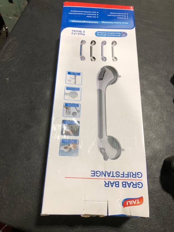 Photo 1 of TAILI Grab Bars for Bathtubs and Showers 2 Pack Suction Grab Bar, Heavy Duty Shower Handle Removable Bath Handrails for Seniors and Elderly, Bathroom Safety Grip No Drilling Waterproof,Grey