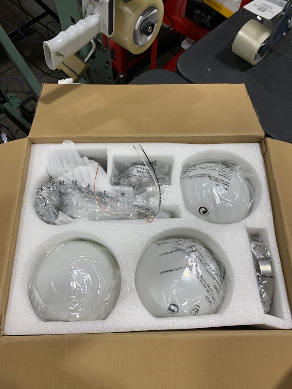 Photo 1 of Hanaloa 3 Light Semi Flush Mount Ceiling Light Fixture Brushed Nickel, Modern Globe Chandelier, Sputnik Farmhouse Lighting for Kitchen Bedroom Bathroom Living Room Corridor Laundry Room Bar …