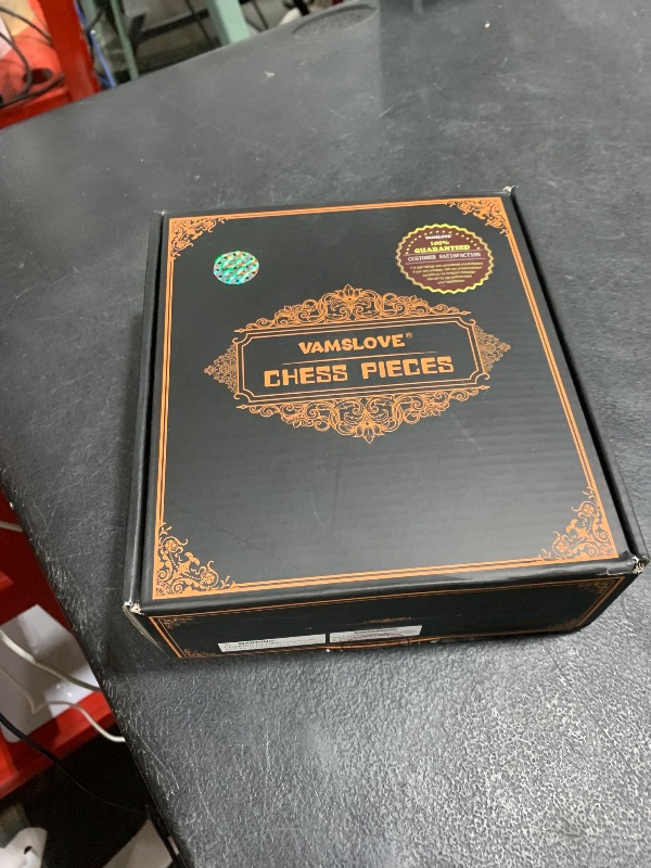 Photo 1 of Vamslove Wooden Heavy Weighted Chess Pieces Only-3.8'' King-Extra 2 Queens-34 Wood Tournament Chessmen for Chess Set,Velvet Storage Bags Included