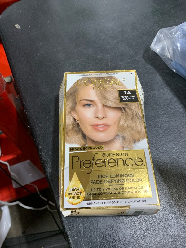 Photo 1 of L'Oreal Paris Superior Preference Fade-Defying + Shine Permanent Hair Color, 7A Dark Ash Blonde, Pack of 1, Hair Dye