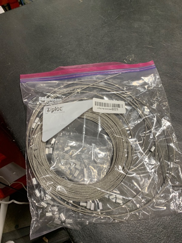 Photo 1 of Monkemon 1/16 Inch Wire Rope, 304 Stainless Steel Cable, Aircraft Cable, 100FT with 50Pcs Crimping Sleeves, 7x7 368lbs Breaking Strength