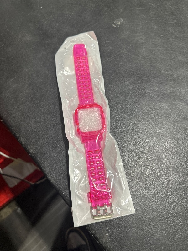 Photo 1 of Jelanry compatible with Apple Watch Band Case 42mm/44m/45mm for Men Women, Crystal Transparent Bumper Sport Soft Silicone Protective Case Wristband Strap iWatch Series 9 8 7 6 5 4 3 2 1 SE 2022, Pink
