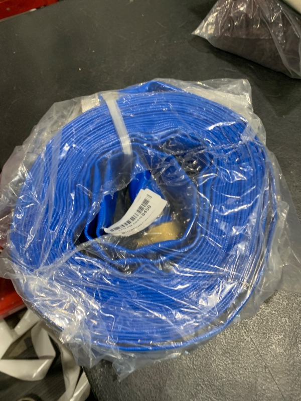 Photo 1 of 1-1/4" x 50? PVC Lay Flat Water Pump Discharge Hose With Aluminum Pin Lug Fittings, Heavy Duty Reinforced Pool Backwash Hose Assembly