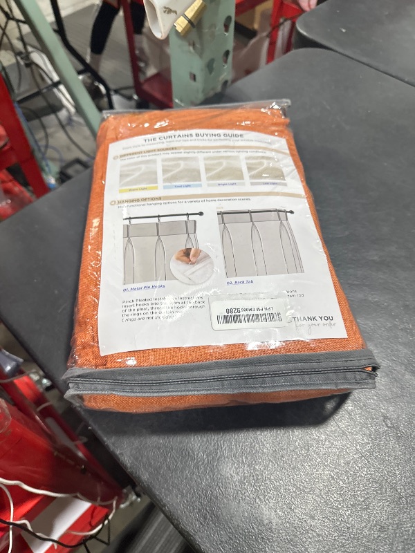 Photo 1 of 100% Blackout Shield Linen Pinch Pleated Curtains Blackout, Pleated Drapes with Hooks 84 Inch Long 2 Panels Set, Linen Blackout Curtains for Bedroom & Living Room, 40" W x 84" L, Burnt Orange