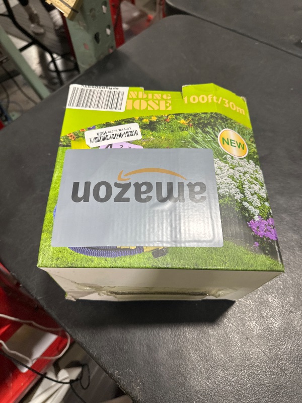 Photo 1 of 100 ft Expandable Garden Hose with 10 Spray Nozzle - 4 -Layer Latex Core - Heavy Duty Superior Strength 3750D - Expanding Water Hose - Extra Strong Brass Connectors/Storage Bag