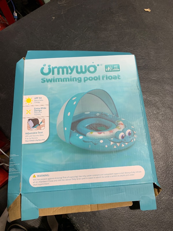 Photo 1 of URMYWO Baby Pool Float with Removable UPF50+ Sun Protection Canopy, Baby Floats for Pool 6-24 Months Infant Toddler, Swim Float with Adjustable Seat, Extra Wide, Breathable, Sun-Proof