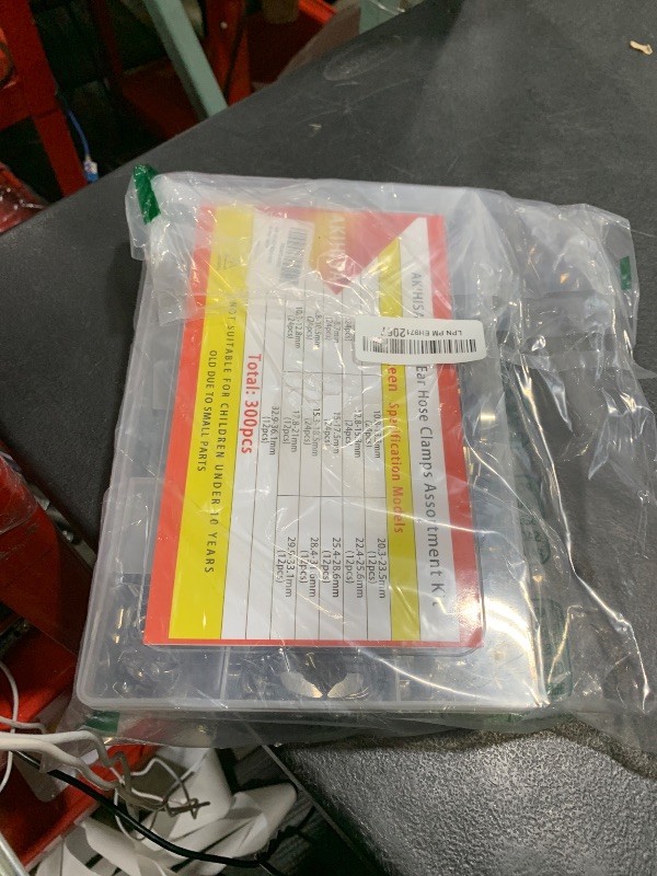 Photo 1 of AKIHISA 300pcs 16 Sizes Single Ear Hose Clamps, 5.3-36.1mm Stainless Steel_304 Crimp Hose Clamps Cinch Rings Assortment Kit for Automotive, Pipe, Plumbing