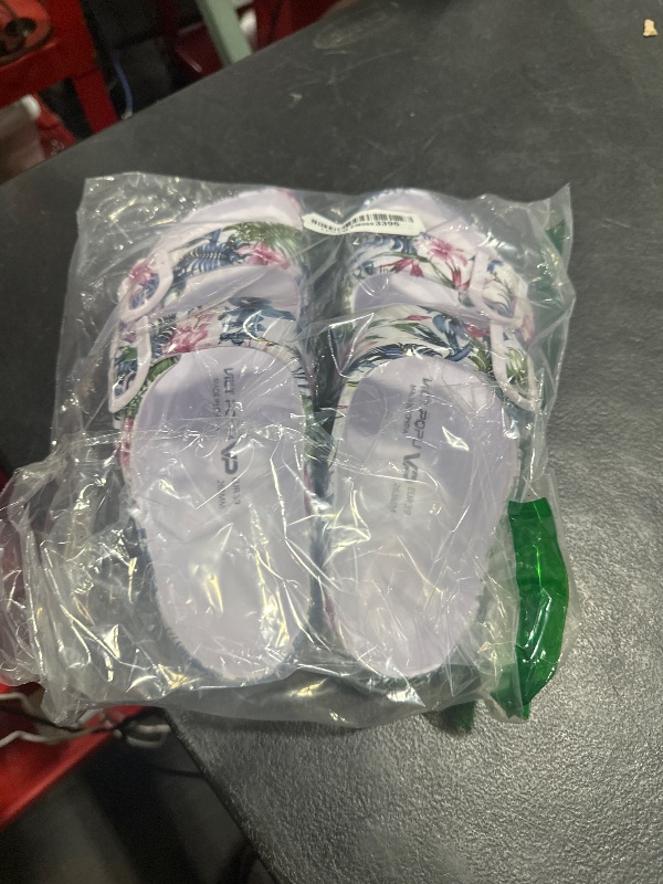 Photo 1 of VICT POPU Womens Sandals Adjustable Double Buckle Strap Waterproof EVA Flat Slides FLOWER GREEN 9