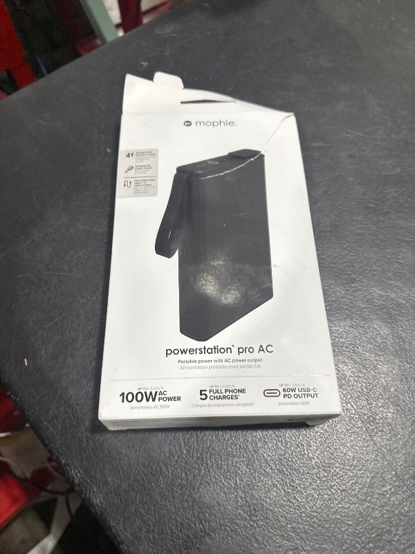 Photo 1 of mophie powerstation pro AC (2023)-27,000 mAh External Battery compatbile With MacBook&iPad Portable PD battery with 100W of AC&60W USB-C Fast Charge integrated carry strap-USB-C cable included, Black