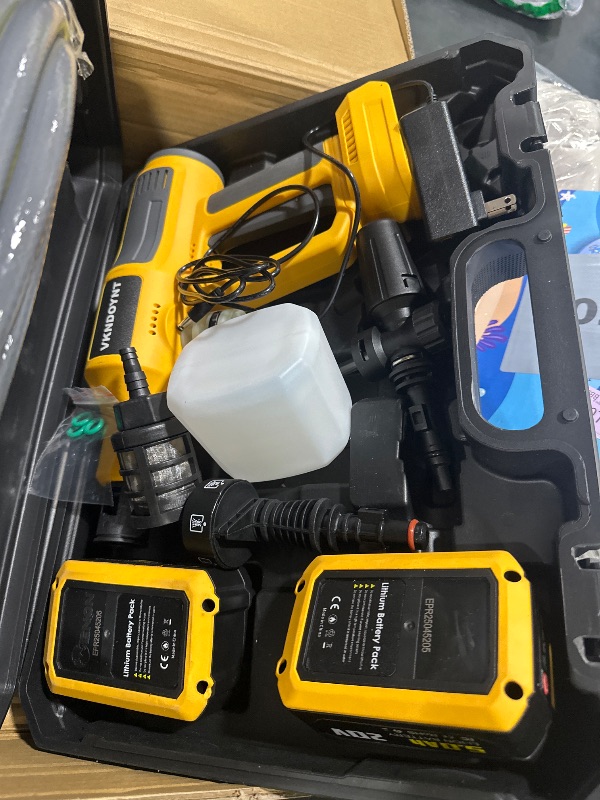 Photo 1 of Cordless Pressure Washer, 2000PSI MAX Portable Pressure Washer with Brushless Motor, 2 X 5.0AH Batteries, 4 Speed Adjustment LCD Touch Screen, 6-in-1 Nozzle, Power Washer for Cars/Yard