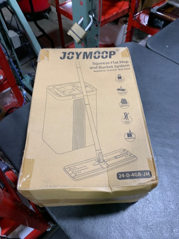 Photo 1 of JOYMOOP Mop and Bucket Set with Wringer, Flat Mops for Floor Cleaning, Wall Mop Cleaner with Long Handle, Hardwood Floor Mop with 4 Microfiber Pads