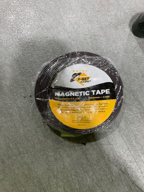Photo 1 of Super Sticky Magnetic Tape (10 feet x 1/2 inch) - Stong Magnet Strip with Adhesive Backing for DIY & Crafts - Easy to Cut and Mount on Fridges, Whiteboards & More
