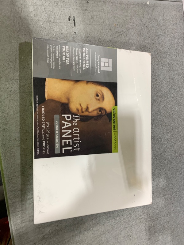 Photo 1 of Ampersand Art Supply Wood Gesso Artist Painting Panel: Primed Smooth, 9" x 12", 7/8" Cradled Profile