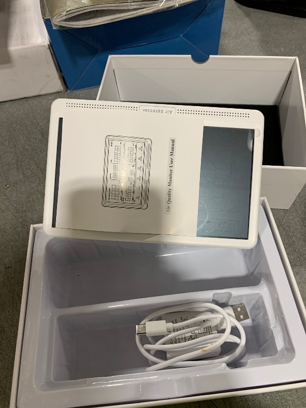 Photo 1 of Prefessionall Indoor Air Quality Monitor with 7X AQI Beep Alarms,16 in 1 Portable Real-Time Detector for PM2.5 | PM10 | CO2 | TVOC | HCHO | Temp | Hum for Home Cars Plants Pets (Sky White)