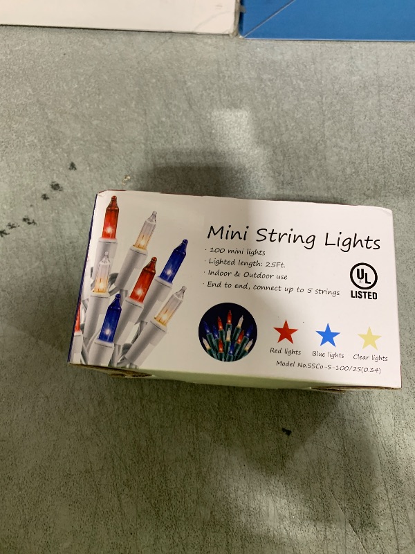 Photo 1 of Brightown Red White Blue Lights - 4th of July Decoration Patriotic Mini Lights, 100 Count 25 Feet Waterproof String Light Plug in for Indoor Outdoor Christmas Party Patio Independence Day