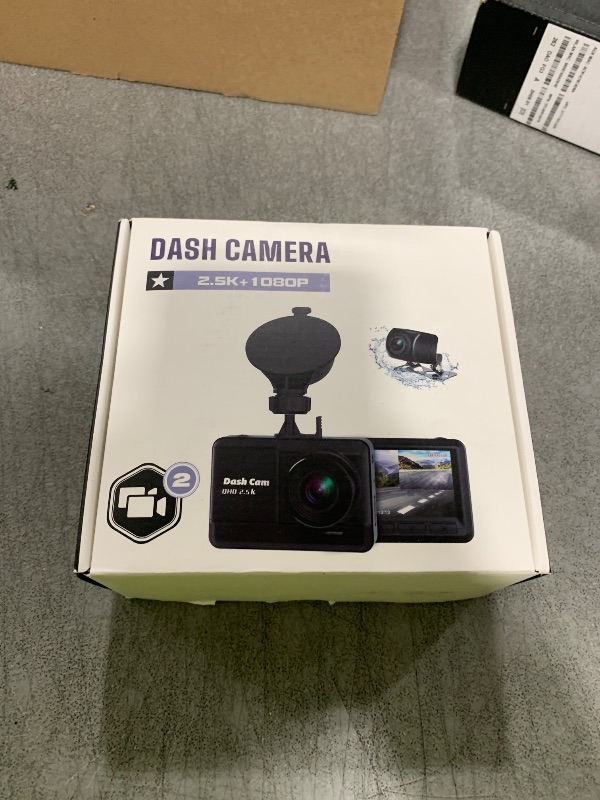 Photo 1 of Dash Cam Front and Rear, 2.5K+1080P Dual Dash Camera for Cars with 32GB SD Card, 2.45 inch IPS Screen, 2 Mounting Ways, Night Vision, WDR, Accident Lock, Loop Recording, Parking Monitor