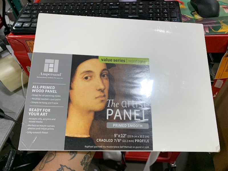 Photo 1 of Ampersand Art Supply Wood Gesso Artist Painting Panel: Primed Smooth, 9" x 12", 7/8" Cradled Profile