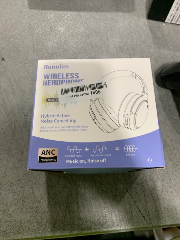 Photo 1 of Runolim  Active Noise Cancelling Headphones, Wireless Over Ear Bluetooth Headphones with Microphone, 70H Playtime, Foldable Headphone with HiFi Audio, Deep Bass for Home Travel Office
