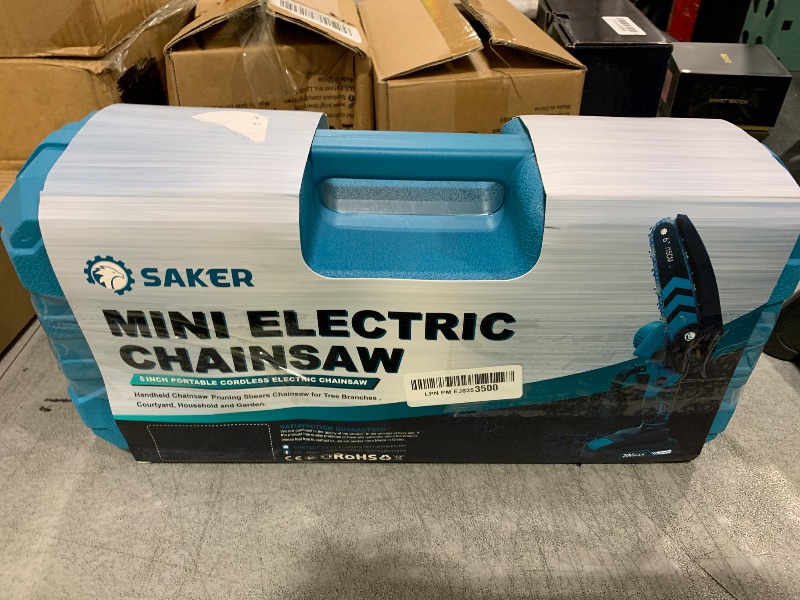 Photo 1 of Saker Mini Chainsaw,6 Inch Portable Electric Chainsaw Cordless, Small Handheld Chain saw for Tree Branches,Courtyard, Household and Garden,Gift for Men Dad Husband Women