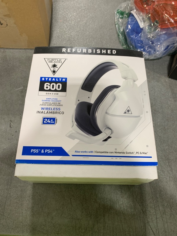 Photo 1 of Turtle Beach Stealth 600 Gen 2 USB Wireless Amplified Gaming Headset for PS5, PS4, PS4 Pro, Nintendo Switch, PC & Mac with 24+ Hour Battery, Lag-Free Wireless, & Sony 3D Audio - White (renewed)
