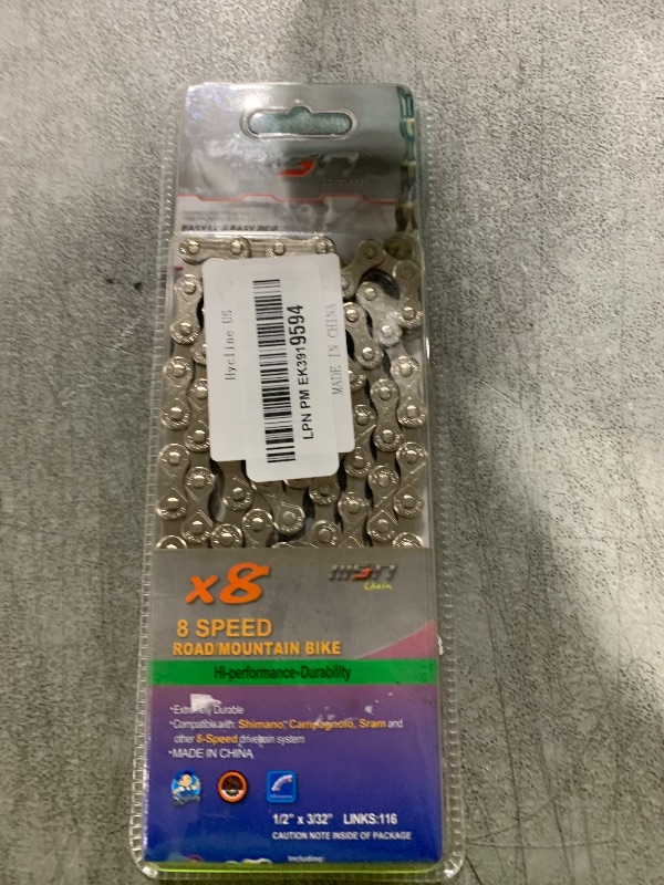 Photo 1 of Hycline Bike Chain 6/7/8-Speed,Bicycle Chain 1/2x3/32 Inch,Special Steel for Road Mountain Racing Cycling (116 Links)-Silver