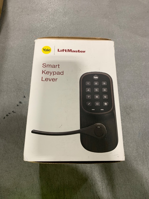 Photo 1 of Yale | LiftMaster Smart Lock with Keypad Lever- Works with myQ App & Key by Amazon in-Garage Delivery when paired with Smart Garage Hub (sold separately), Oil Rubbed Bronze